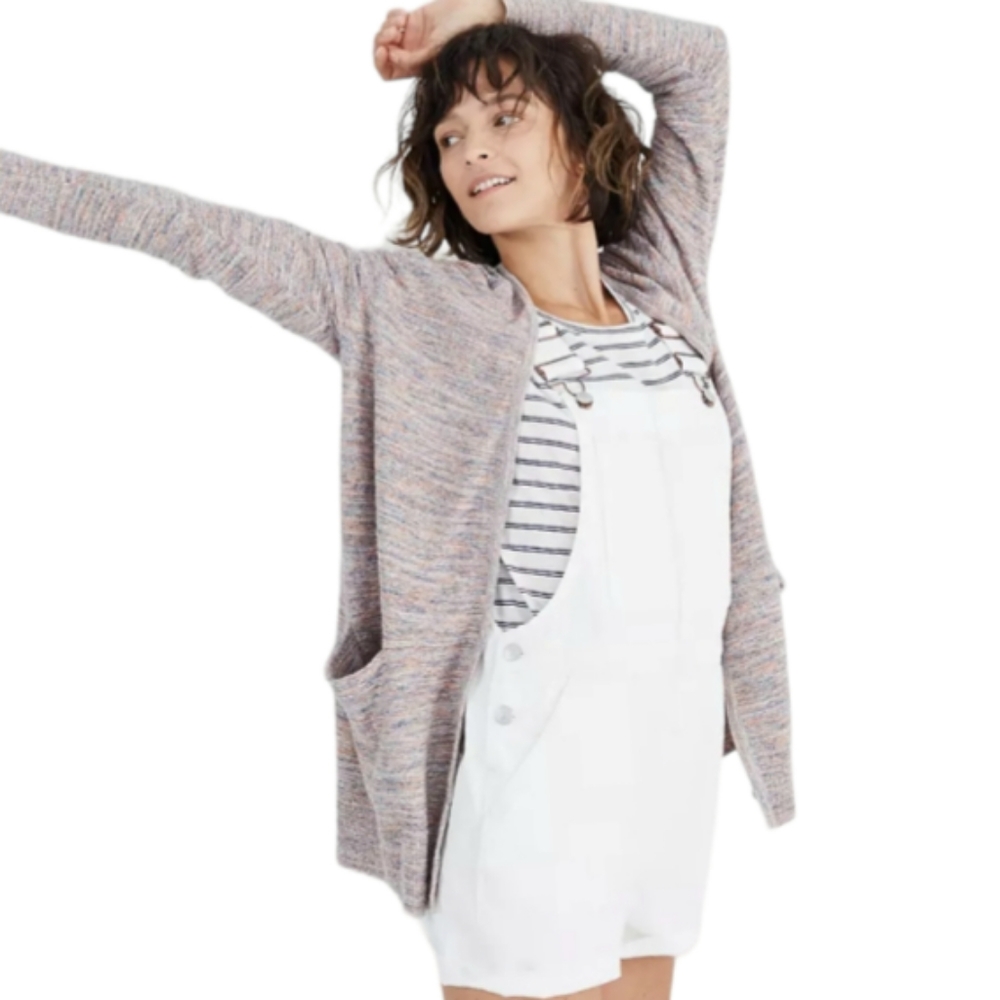 Madewell Summer Ryder Cardigan Blue Multi Marled Knit Open Front Sz S